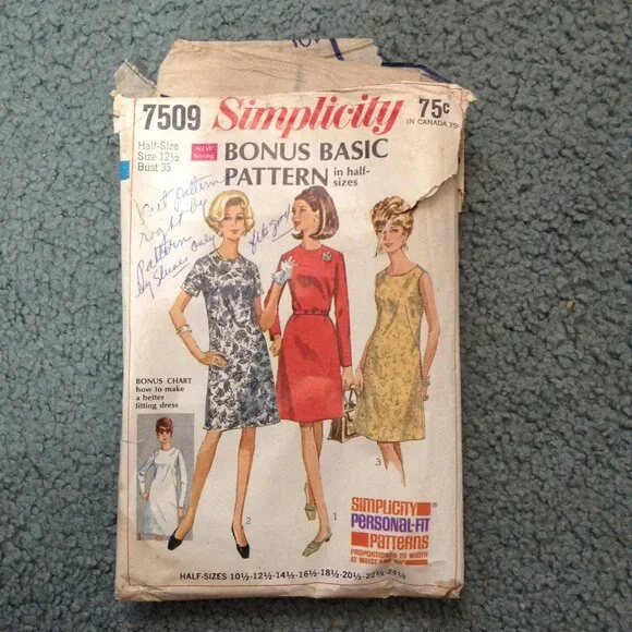 Lot of 3 Vintage CUT & COMPLETE 1960s Day Dress Patterns, Bust 35 - Picture 4 of 7